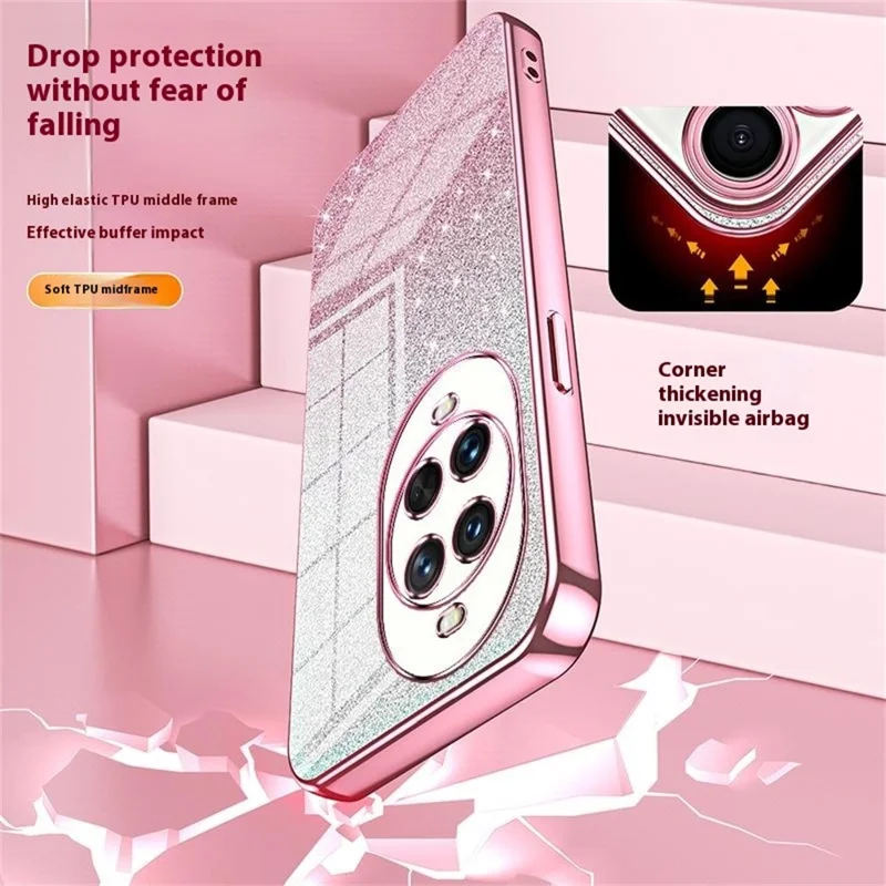 For Huawei nova 14 Ultra 5G Case Electroplating Gradient Glitter TPU Phone Cover - Silver