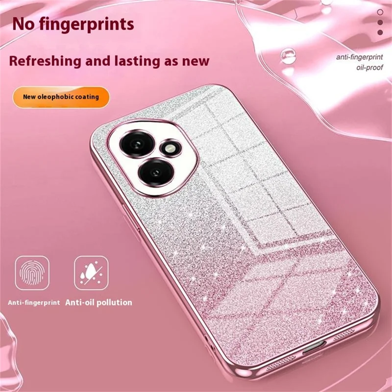 For Honor 400 5G (Global) Case Electroplating Gradient Glitter TPU Phone Cover - Pink