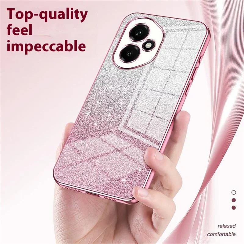 For Honor 400 5G (Global) Case Electroplating Gradient Glitter TPU Phone Cover - Pink
