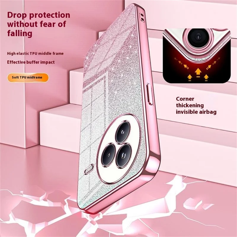 Für Xiaomi Civi 5 Pro 5G Hülle Elektrolysierend Gradient Glitzer TPU Handyhülle - Rosa