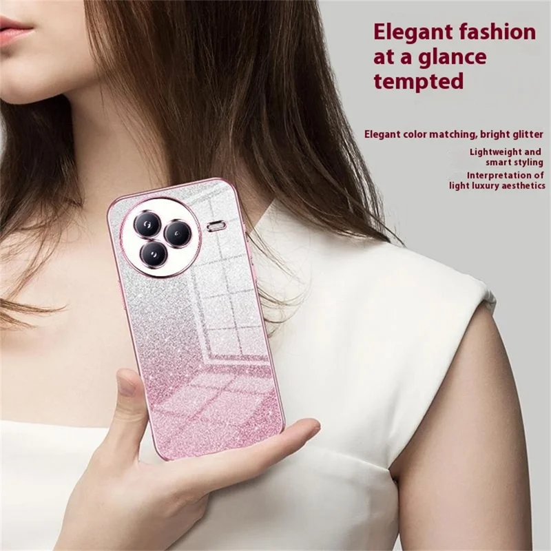 Für Xiaomi Civi 5 Pro 5G Hülle Elektrolysierend Gradient Glitzer TPU Handyhülle - Rosa