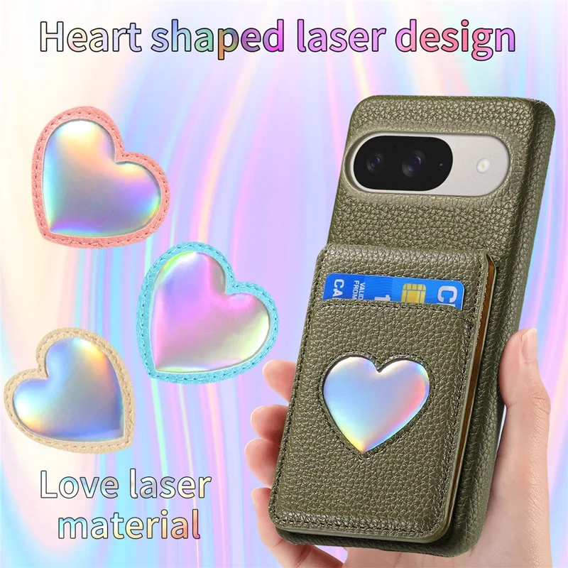 Case with Mirror Card Holder For Google Pixel 10 Pro  /  10  /  9 Pro  /  9 RFID Blocking Litchi Texture PU PC Phone Back Cover - Midnight Green
