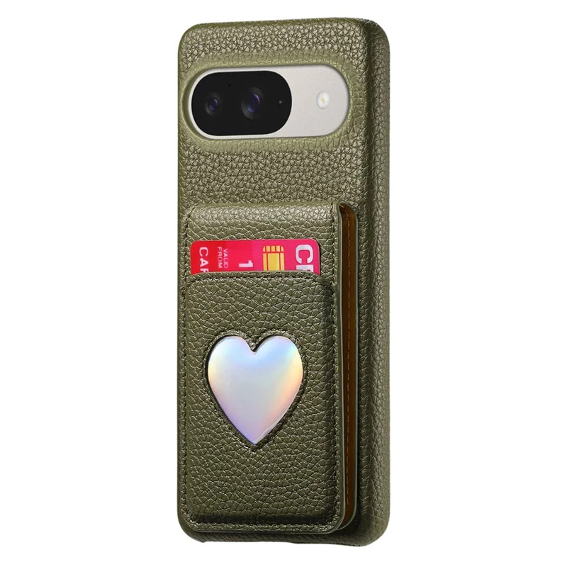 Case with Mirror Card Holder For Google Pixel 10 Pro  /  10  /  9 Pro  /  9 RFID Blocking Litchi Texture PU PC Phone Back Cover - Midnight Green
