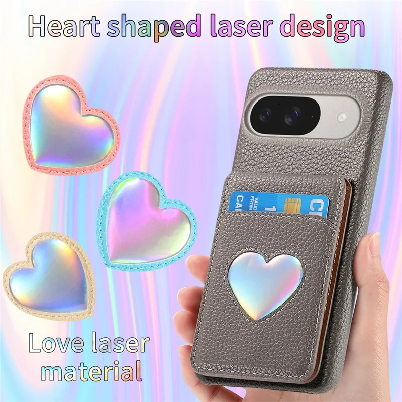 Case with Mirror Card Holder For Google Pixel 10 Pro  /  10  /  9 Pro  /  9 RFID Blocking Litchi Texture PU PC Phone Back Cover - Grey