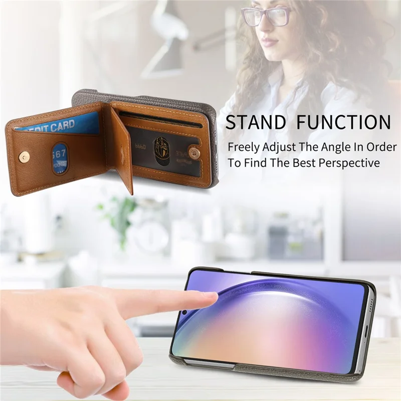 Case with Mirror Card Holder For Google Pixel 10 Pro  /  10  /  9 Pro  /  9 RFID Blocking Litchi Texture PU PC Phone Back Cover - Grey