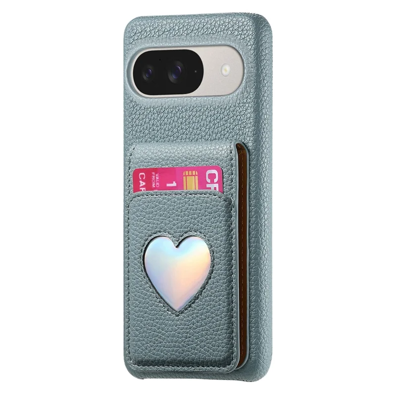 Case with Mirror Card Holder For Google Pixel 10 Pro  /  10  /  9 Pro  /  9 RFID Blocking Litchi Texture PU PC Phone Back Cover - Baby Blue