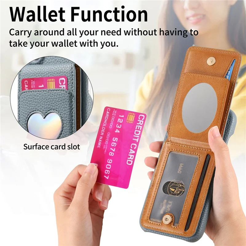 Case with Mirror Card Holder For Google Pixel 10 Pro  /  10  /  9 Pro  /  9 RFID Blocking Litchi Texture PU PC Phone Back Cover - Baby Blue