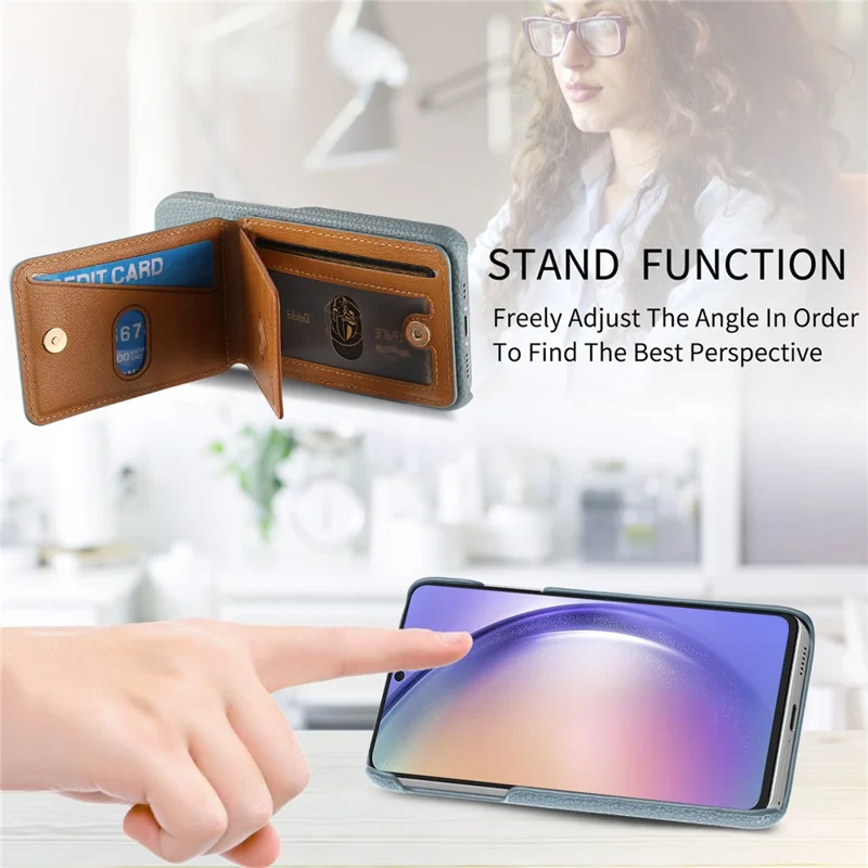 Case with Mirror Card Holder For Google Pixel 10 Pro  /  10  /  9 Pro  /  9 RFID Blocking Litchi Texture PU PC Phone Back Cover - Baby Blue