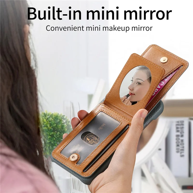 Case with Mirror Card Holder For Google Pixel 10 Pro  /  10  /  9 Pro  /  9 RFID Blocking Litchi Texture PU PC Phone Back Cover - Baby Blue