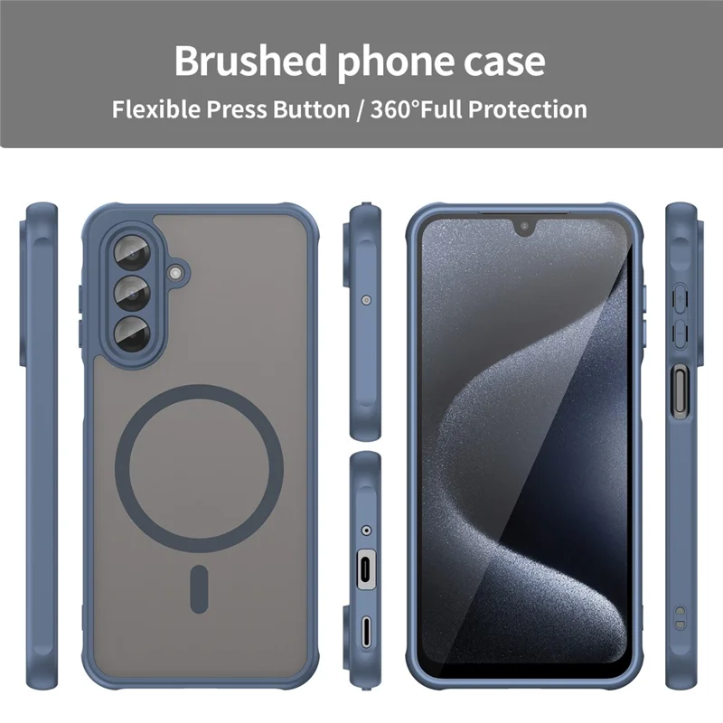 For Samsung Galaxy A17 5G / A17 4G Magnetic Case Anti Drop PC + TPU Phone Cover - Blue