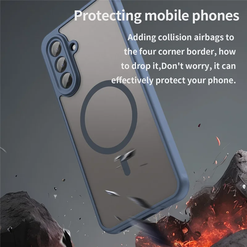 For Samsung Galaxy A17 5G / A17 4G Magnetic Case Anti Drop PC + TPU Phone Cover - Blue