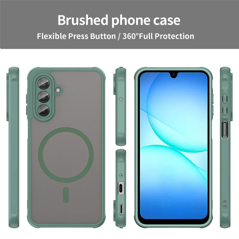 For Samsung Galaxy A17 5G / A17 4G Magnetic Case Anti Drop PC + TPU Phone Cover - Green