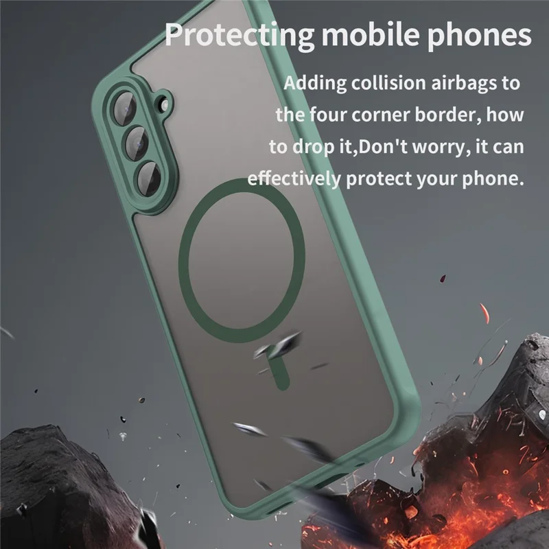 For Samsung Galaxy A17 5G / A17 4G Magnetic Case Anti Drop PC + TPU Phone Cover - Green