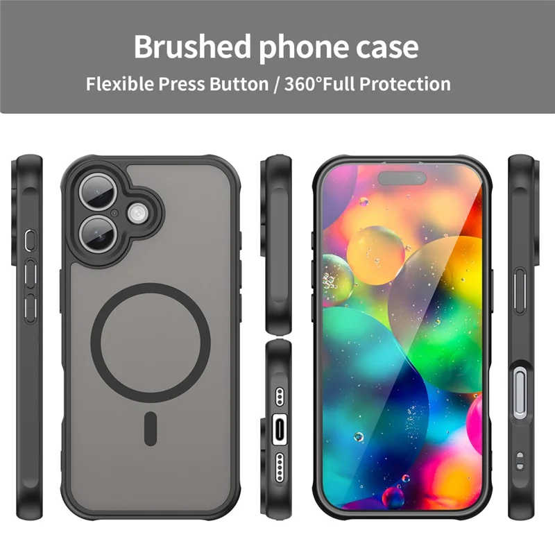 For iPhone 17 Case Compatible with MagSafe Anti Drop PC + TPU Phone Cover - Black