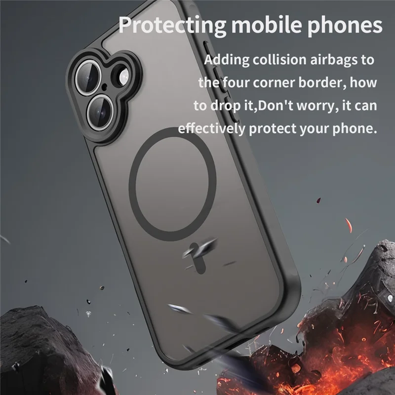 For iPhone 17 Case Compatible with MagSafe Anti Drop PC + TPU Phone Cover - Black