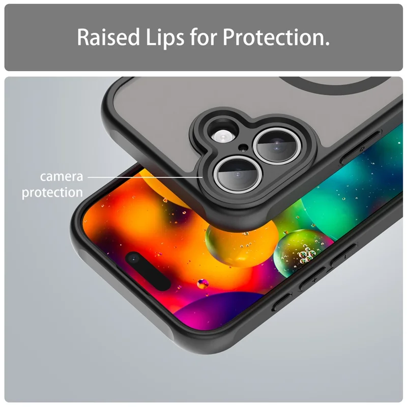 For iPhone 17 Case Compatible with MagSafe Anti Drop PC + TPU Phone Cover - Black
