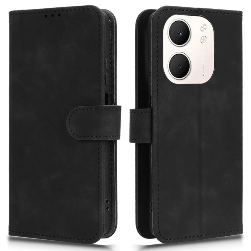 Para Oppo A5x 5G / 4G Capa de Couro Estilo Couro Antiderrapante Carteira Capa de Telefone Flip - Preto