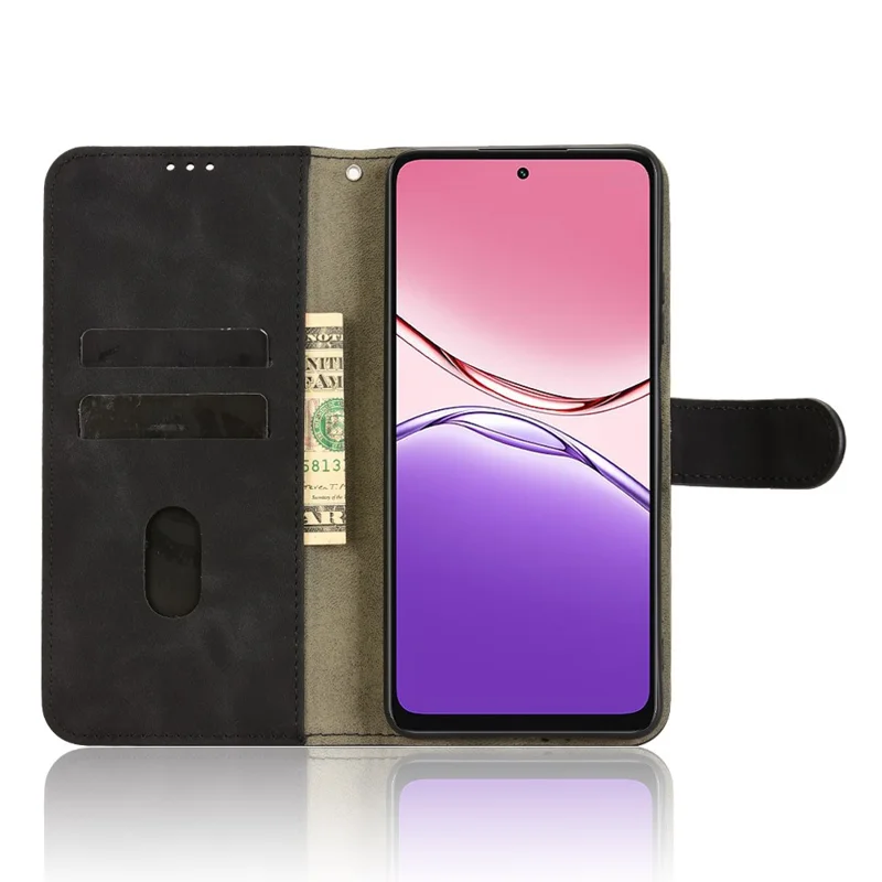 Para Oppo A5x 5G / 4G Capa de Couro Estilo Couro Antiderrapante Carteira Capa de Telefone Flip - Preto