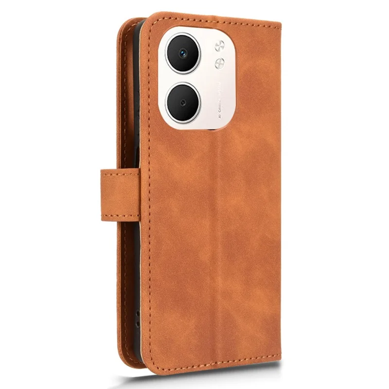 For Oppo A5x 5G  /  4G Leather Case Skin Feel Anti Drop Wallet Flip Phone Cover - Brown