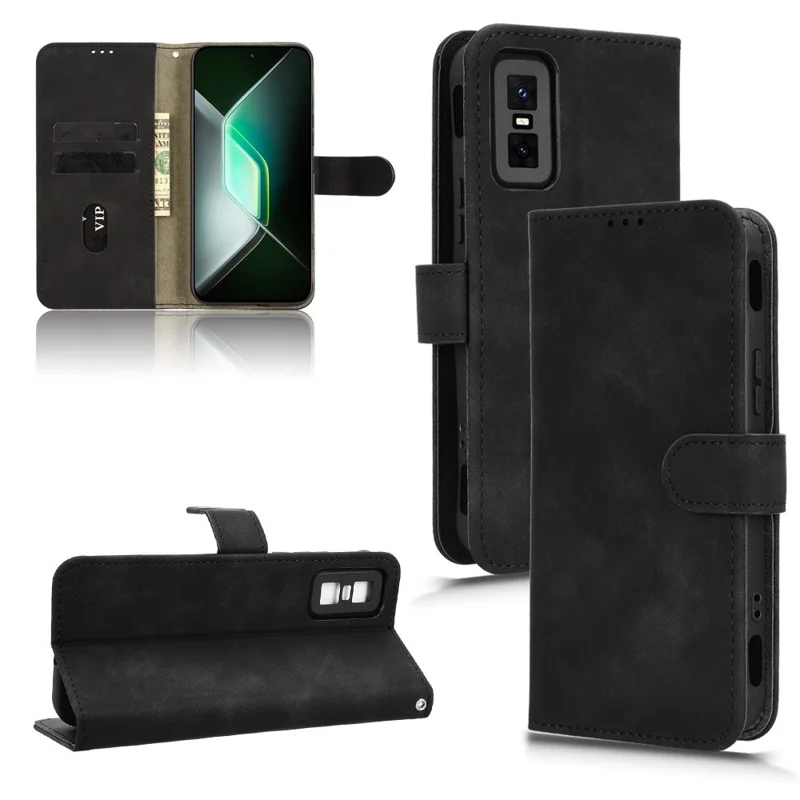 Чехол из натуральной кожи для Infinix GT 30 Pro 5G с защитой от падений, портмоне-книжка - Черный