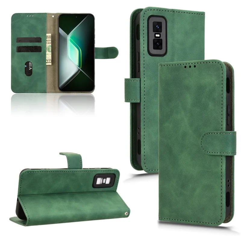 For Infinix GT 30 Pro 5G Leather Case Skin Feel Anti Drop Wallet Flip Phone Cover - Green
