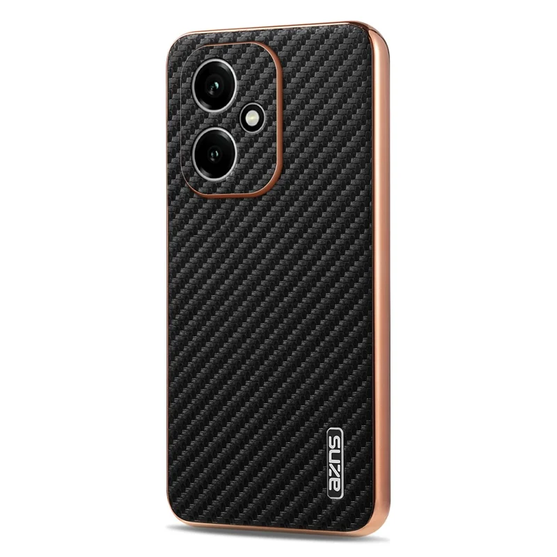 AZNS Pour Honor 400 5G (Global) Étui Électroplaqué Texture Fibre de Carbone PU + TPU Coque de Téléphone - Noir