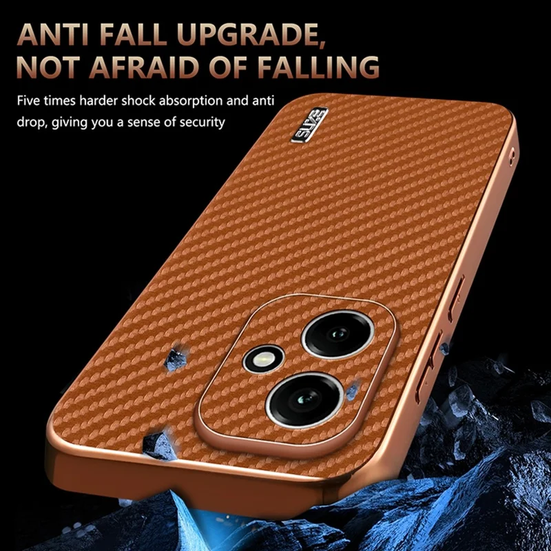 AZNS Pour Honor 400 5G (Global) Étui Électroplaqué Texture Fibre de Carbone PU + TPU Coque de Téléphone - Noir