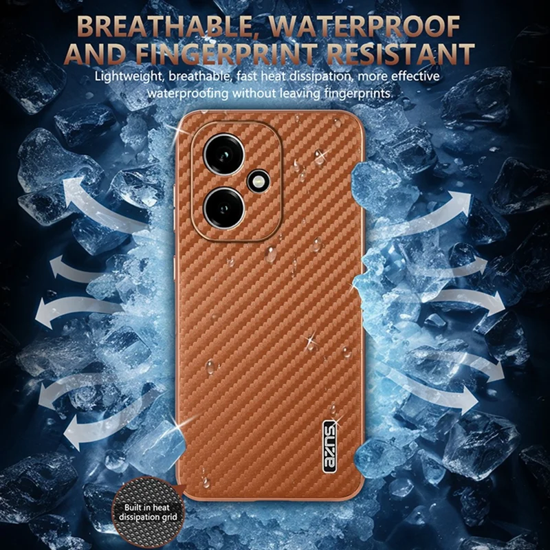 AZNS Pour Honor 400 5G (Global) Étui Électroplaqué Texture Fibre de Carbone PU + TPU Coque de Téléphone - Noir