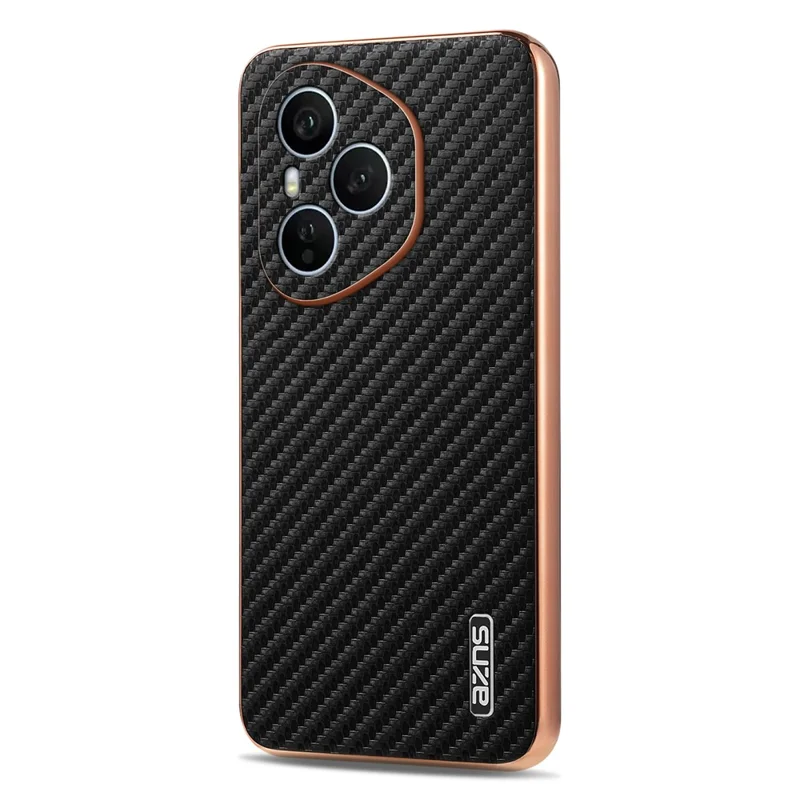 AZNS Für Honor 400 Pro 5G (Global) Hülle mit elektrolytischer Beschichtung Karbonfaser-Textur PU + TPU Handyhülle - Schwarz