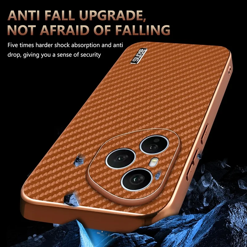 AZNS Für Honor 400 Pro 5G (Global) Hülle mit elektrolytischer Beschichtung Karbonfaser-Textur PU + TPU Handyhülle - Schwarz