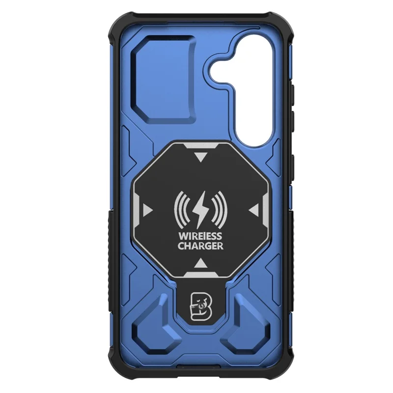 For Samsung Galaxy S25+ Magnetic Case Rotating Metal Kickstand PC + TPU Phone Back Cover - Dark Blue