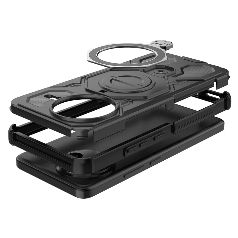 For Xiaomi Poco F7 Ultra 5G  /  Redmi K80 Pro 5G Magnetic Case Rotating Metal Kickstand PC + TPU Phone Back Cover - Black