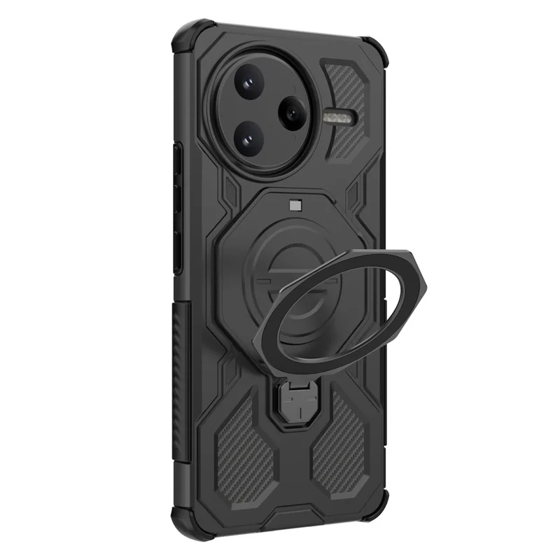 For Xiaomi Poco F7 Ultra 5G  /  Redmi K80 Pro 5G Magnetic Case Rotating Metal Kickstand PC + TPU Phone Back Cover - Black