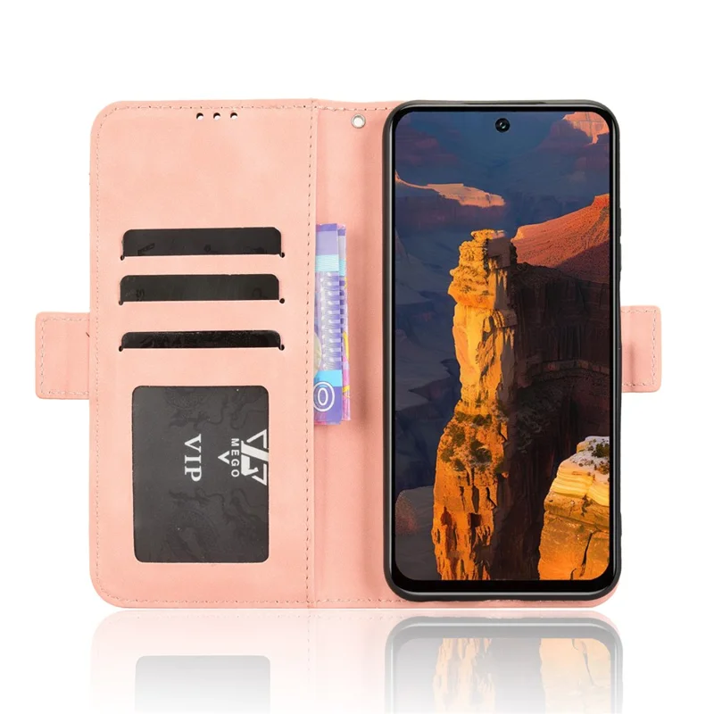 Кожаный чехол-бумажник для itel A95 5G с несколькими слотами для карт - розовый