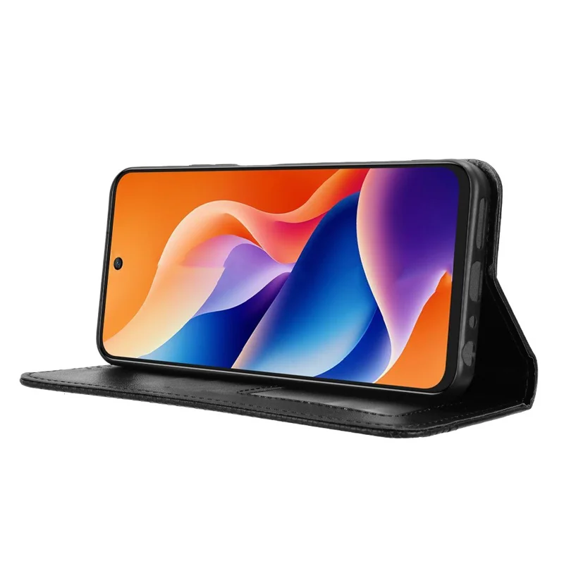 Funda de Cuero Estilo Retro con Soporte Tipo Cartera para TCL 605 4G / 60 SE - Negro