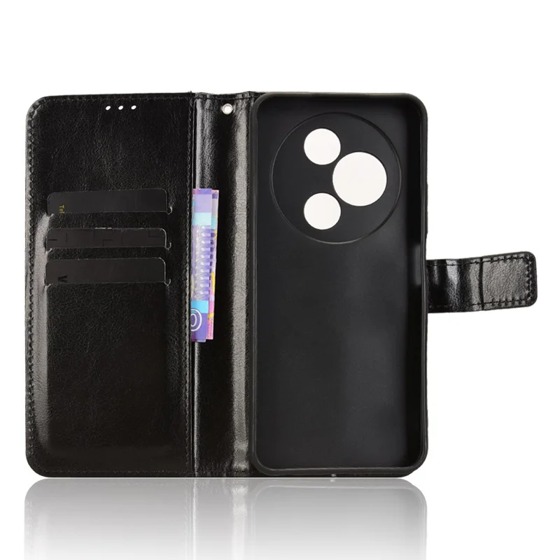 Cover per TCL 605 4G / 60 SE in Pelle Effetto Crazy Horse con Porta Carte e Cinturino da Polso - Nero
