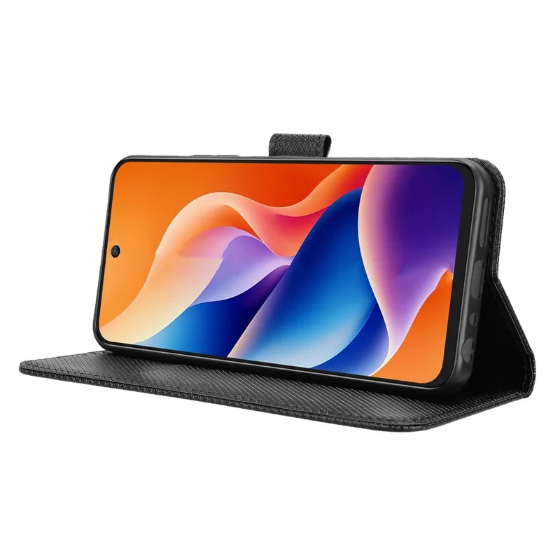 Funda tipo cartera de cuero para TCL 605 4G / 60 SE con correa y textura de diamante - Negro