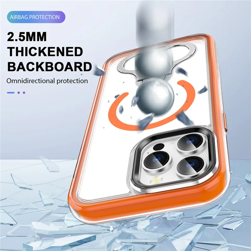 Bulk Purchasing For iPhone 16 Pro Max Case Air Cushion PC + TPU Magnetic Phone Cover with Ring Kickstand - Desert Gold
