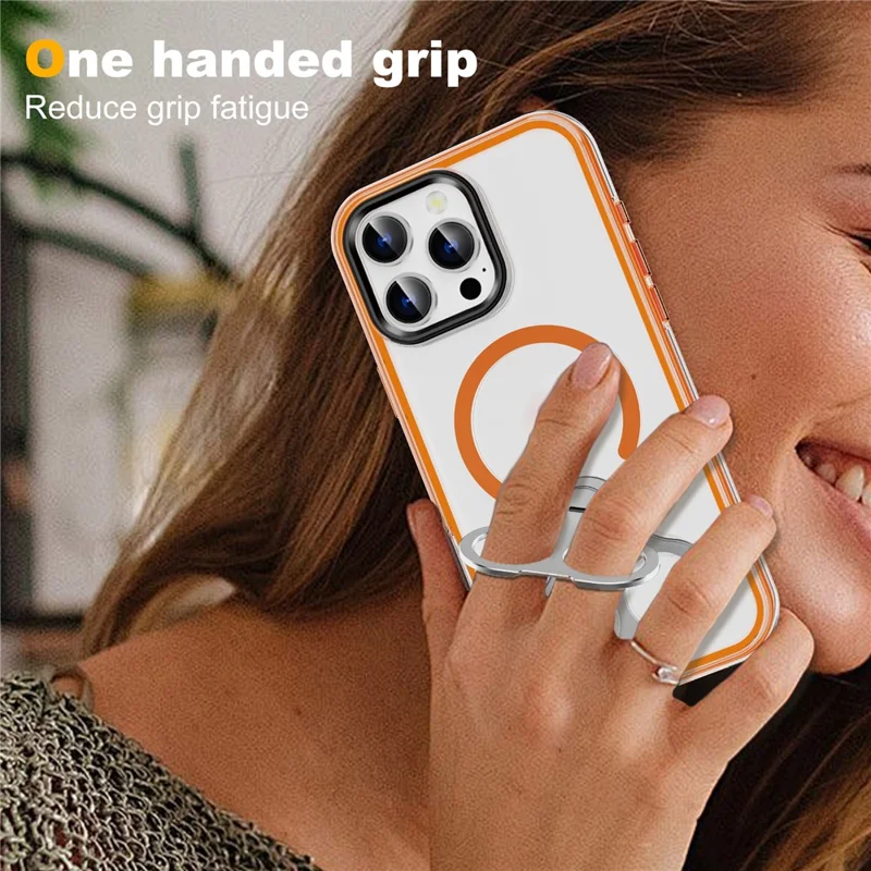 Bulk Purchasing For iPhone 16 Pro Max Case Air Cushion PC + TPU Magnetic Phone Cover with Ring Kickstand - Desert Gold