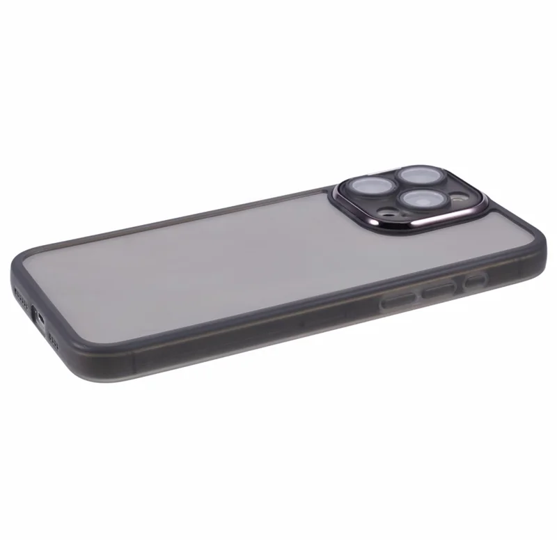 Bulk Purchasing For iPhone 15 Pro Max Case Electroplated Camera Frame TPU Phone Cover - Transparent Black
