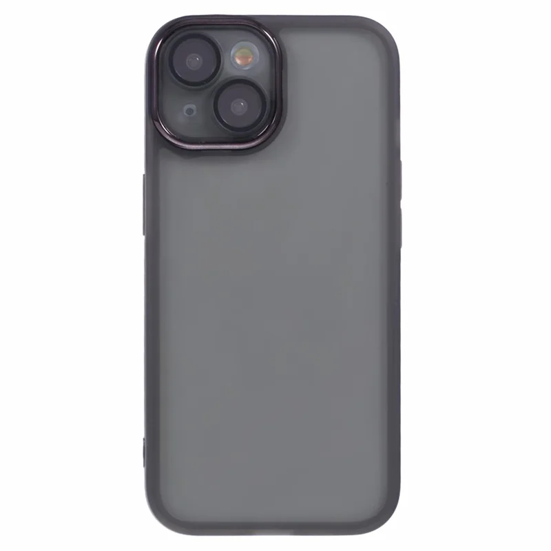 Bulk Purchasing For iPhone 15 Plus Case Electroplated Camera Frame TPU Phone Cover - Transparent Black