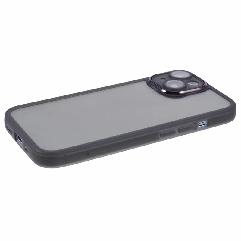 Bulk Purchasing For iPhone 15 Case Electroplated Camera Frame TPU Phone Cover - Transparent Black