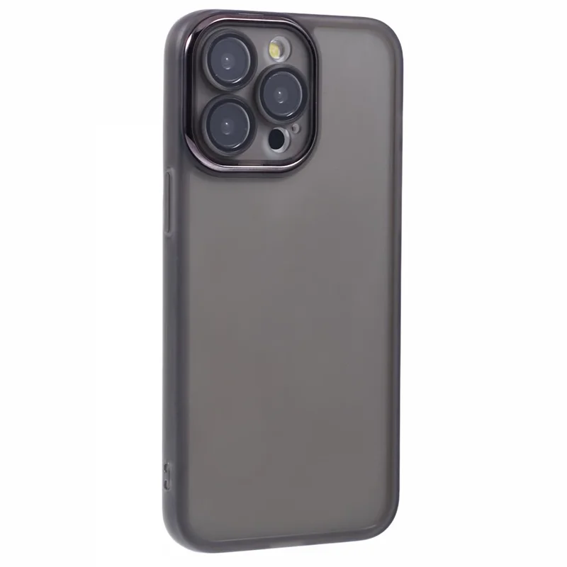 Bulk Purchasing For iPhone 14 Pro Case Electroplated Camera Frame TPU Phone Cover - Transparent Black