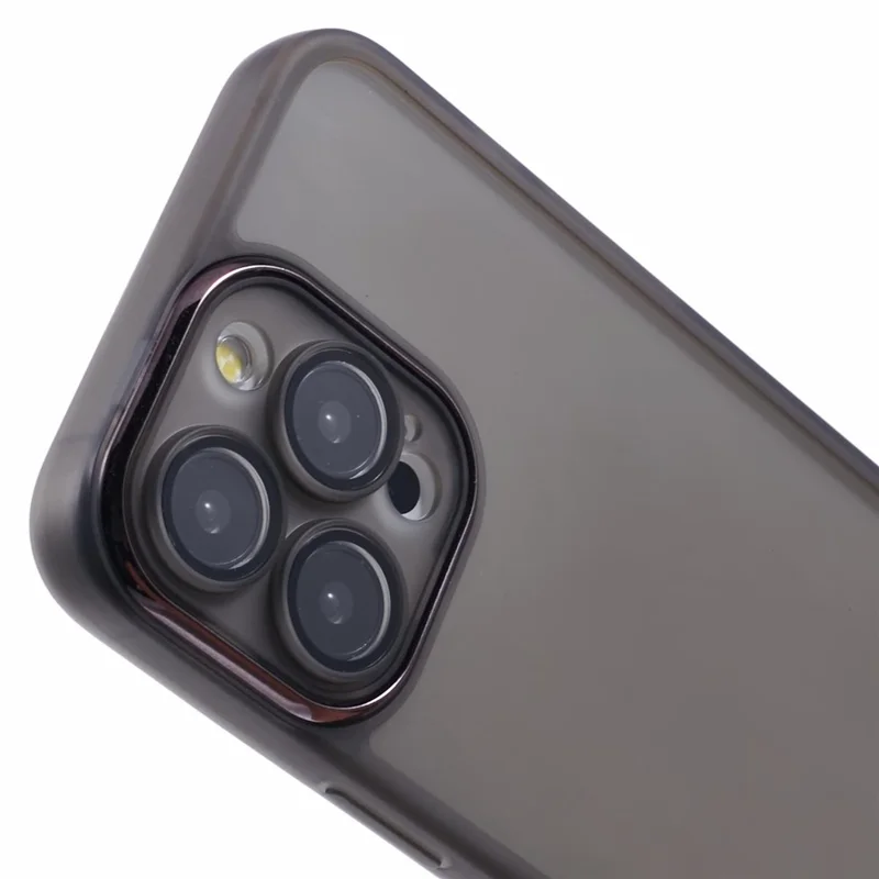 Bulk Purchasing For iPhone 14 Pro Case Electroplated Camera Frame TPU Phone Cover - Transparent Black