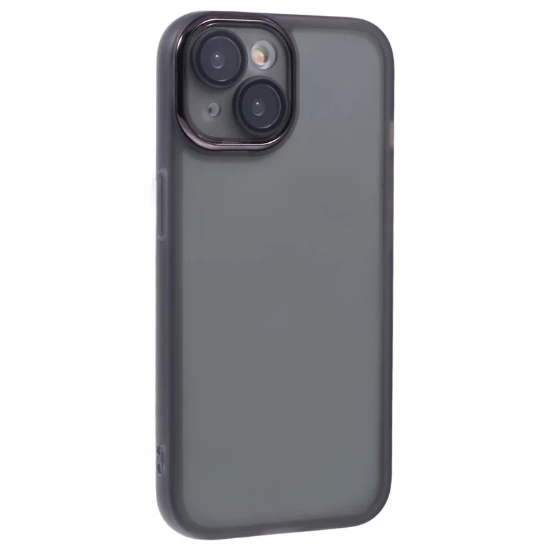 Bulk Purchasing For iPhone 14 Case Electroplated Camera Frame TPU Phone Cover - Transparent Black