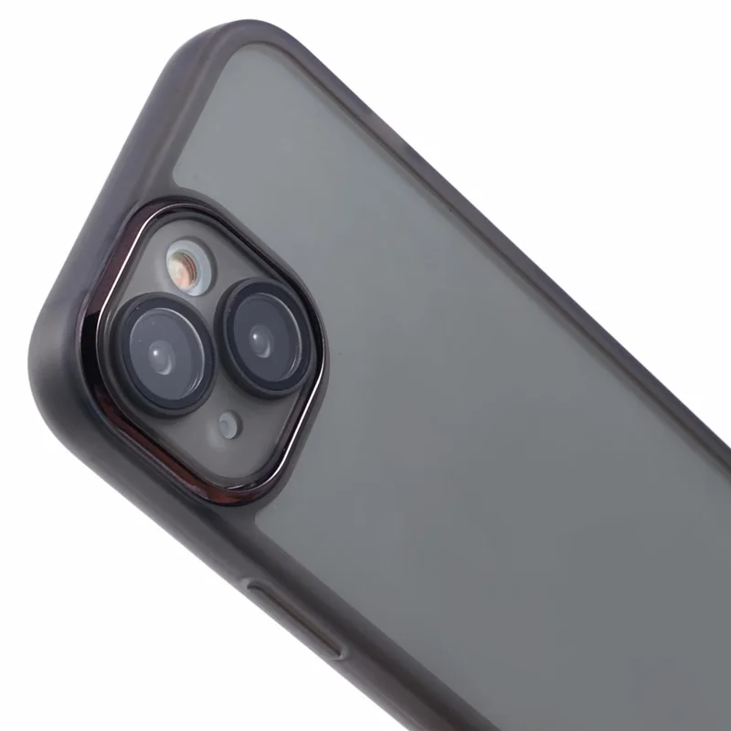 Bulk Purchasing For iPhone 14 Case Electroplated Camera Frame TPU Phone Cover - Transparent Black