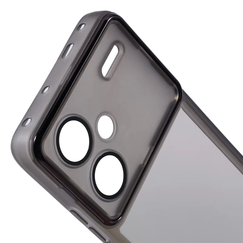 Bulk Purchasing For Xiaomi Redmi Note 13 Pro+ 5G Case Electroplated Camera Frame TPU Phone Cover - Transparent Black