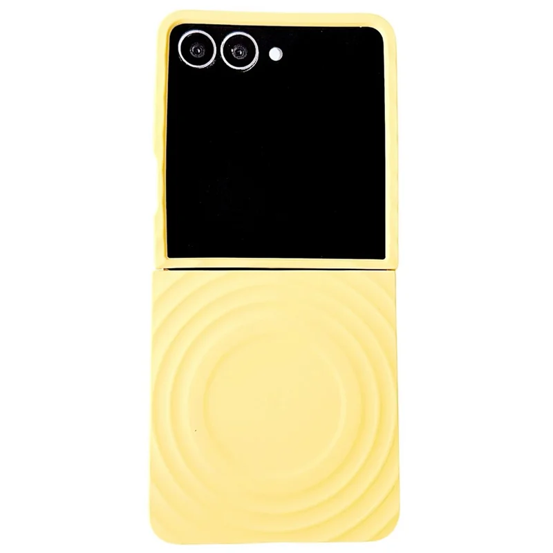 Магнитный чехол для Samsung Galaxy Z Flip7 5G с текстурой волны, жесткий пластиковый чехол с эффектом второй кожи - Желтый