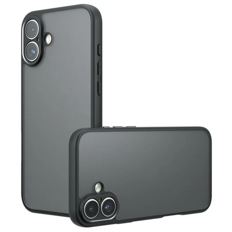 Compra em Lote para Capa de iPhone 16 Plus Skin-Touch TPU + PC Capa de Celular Fosca, Preto Transparente