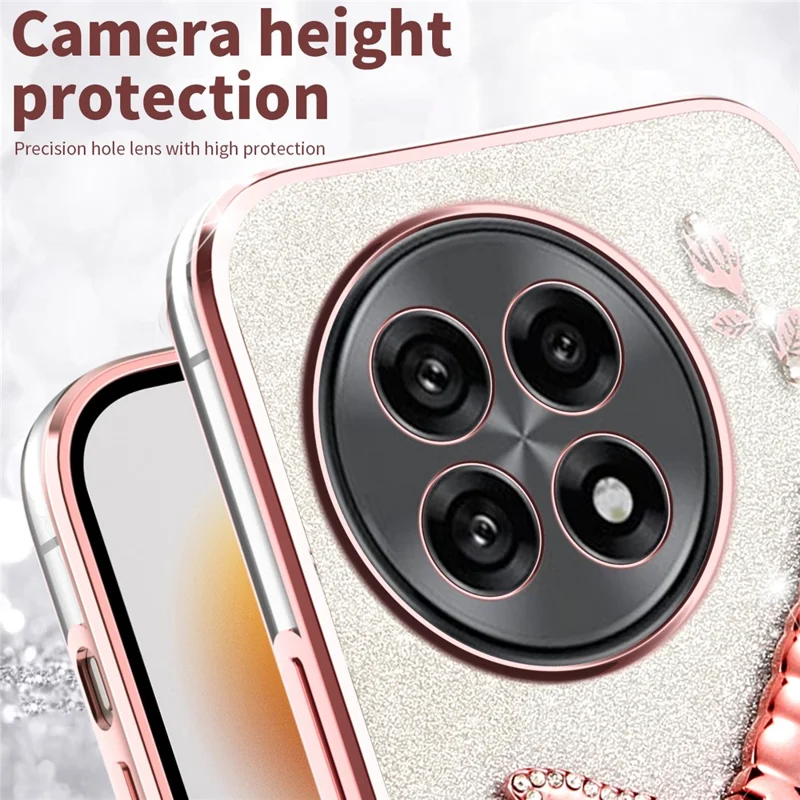 KADEM Phone Case For OnePlus 13R 5G  /  Ace 5 5G  /  Ace 5 Pro 5G Dragonfly Kickstand TPU Flowers Glitter Cover - Pink